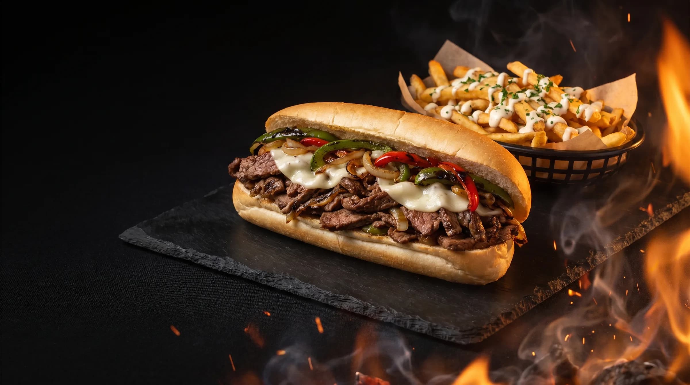 Loaded Bites Philly cheesesteak and loaded fries